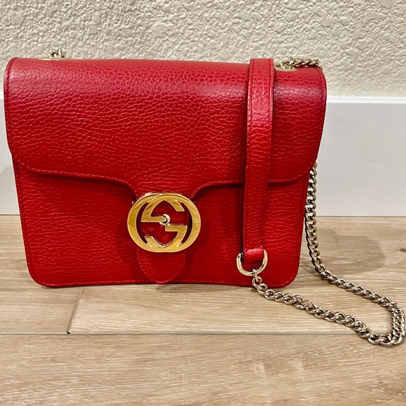 GUCCI Red Interlocking Crossbody Shoulder Bag - Picture 1 of 11
